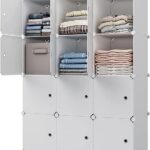 Portable Closet Clothes Wardrobe Bedroom Armoire Storage Organizer With Hanging Section, Capacious & Sturdy, 12 cabinets full white color (2 Hangers & 6 Cubes) (12 cube white)
