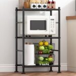 Sakugi 3-Tier Metal Wire Storage Shelves, Black for Home - Image 4