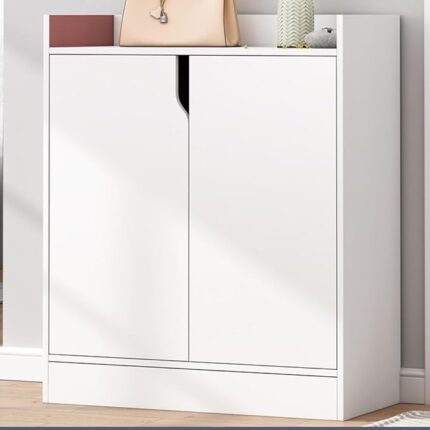 SLEEPHEAD® Shoe Cabinet for Entryway: 6-Tier Shoe Organizer Cabinet Freestanding Wood Shoe Rack with Doors Adjustable Shelves for Hallway, Closet, Living Room(White 60x25x80cm)