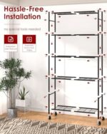 Sakugi 5-Tier Rolling Metal Storage Shelves, Black - Image 5