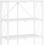 Sulfar 5 Tier Foldable Storage Shelves ,  Multipurpose Storage Rack for Kitchen, Living Room, Bedroom, Garage ,  Easy Assembly Cabinet Organizer Shelf (White) ,  5-Shelf
