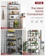 Sakugi 5-Tier Rolling Metal Storage Shelves, Black - Image 6