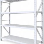 Heavy-Duty Industrial Storage Rack,Heavy duty shelf/storage racks for home, shop or warehouse,4-Tier Metal Shelving Unit, 300kg/Per Shelve Capacity,Size 200x60x200cm,(WHITE)