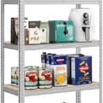 5-Tier Storage Shelves, Garage Storage, Boltless Assembly, Adjustable Shelving Unit, for Shed Warehouse Basement Kitchen (Silver)