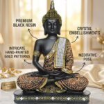 Global Grabbers Sitting Buddha Idol Statue Showpiece (Orange and Black) - Image 4