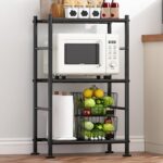 Sakugi 3-Tier Metal Wire Storage Shelves, Black for Home