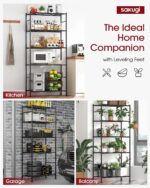 Sakugi 5-Tier Rolling Metal Storage Shelves, Black - Image 3