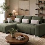 Modern L-Shaped Sectional Sofa - 260cm Wide Deep Tufted Modular Couch with Reversible Chaise - Premium Chenille Fabric Sectional for Living Room, Apartment, Office (Sage Green, Left Hand Facing)