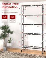 Sakugi 5-Tier Rolling Metal Storage Shelves, Black - Image 2